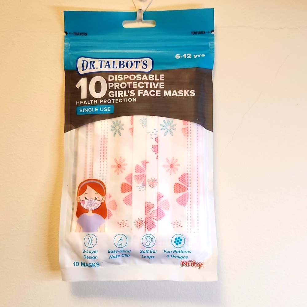 Dr. Talbot's Nuby Girl's Disposable Face Masks - 10 pack